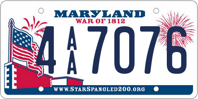 MD license plate 4AA7076