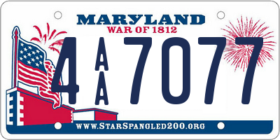 MD license plate 4AA7077