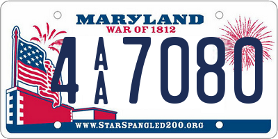MD license plate 4AA7080