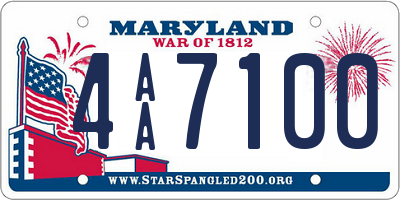 MD license plate 4AA7100