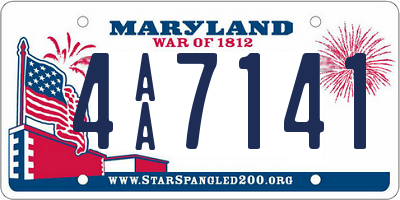 MD license plate 4AA7141