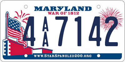 MD license plate 4AA7142