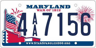 MD license plate 4AA7156