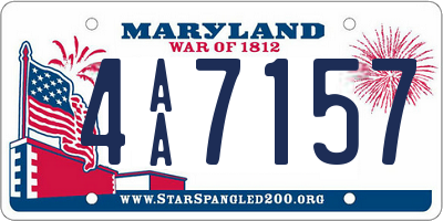 MD license plate 4AA7157