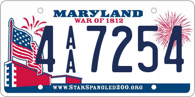 MD license plate 4AA7254