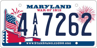 MD license plate 4AA7262