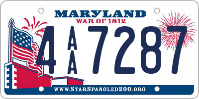 MD license plate 4AA7287