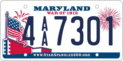 MD license plate 4AA7301