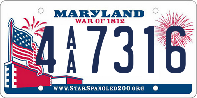 MD license plate 4AA7316