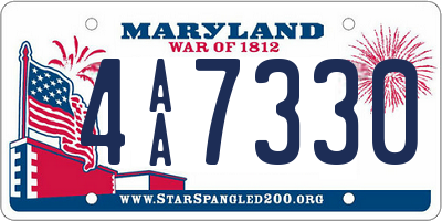 MD license plate 4AA7330