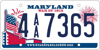 MD license plate 4AA7365