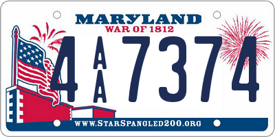 MD license plate 4AA7374