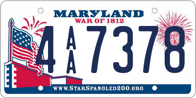 MD license plate 4AA7378