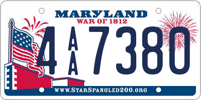 MD license plate 4AA7380