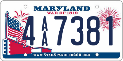 MD license plate 4AA7381