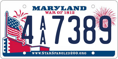 MD license plate 4AA7389