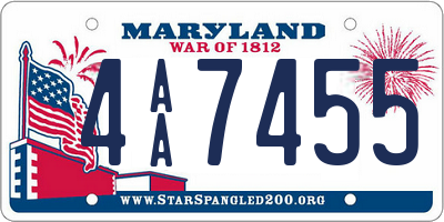 MD license plate 4AA7455