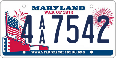 MD license plate 4AA7542