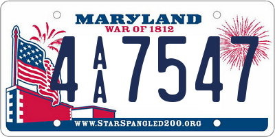 MD license plate 4AA7547
