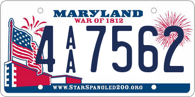 MD license plate 4AA7562