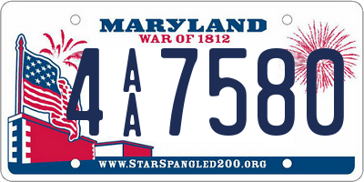 MD license plate 4AA7580