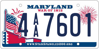 MD license plate 4AA7601