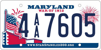 MD license plate 4AA7605