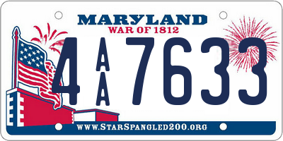 MD license plate 4AA7633
