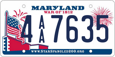 MD license plate 4AA7635