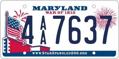 MD license plate 4AA7637