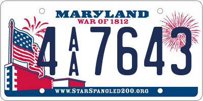 MD license plate 4AA7643
