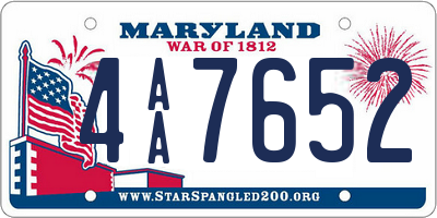 MD license plate 4AA7652