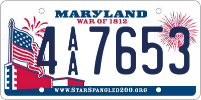 MD license plate 4AA7653