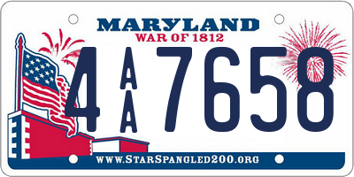 MD license plate 4AA7658