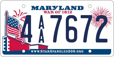 MD license plate 4AA7672