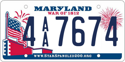 MD license plate 4AA7674