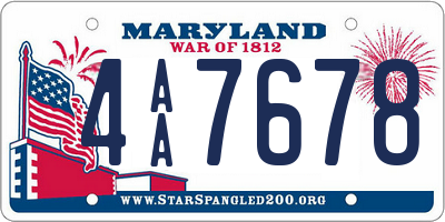 MD license plate 4AA7678