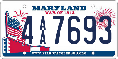 MD license plate 4AA7693