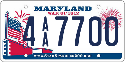 MD license plate 4AA7700