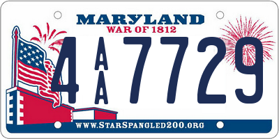 MD license plate 4AA7729
