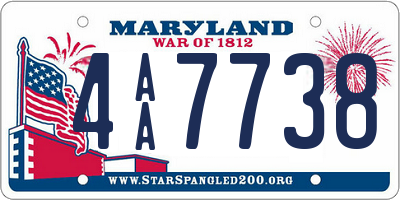 MD license plate 4AA7738