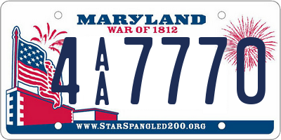 MD license plate 4AA7770