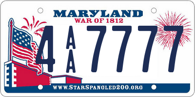 MD license plate 4AA7777