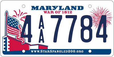 MD license plate 4AA7784