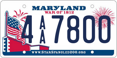 MD license plate 4AA7800