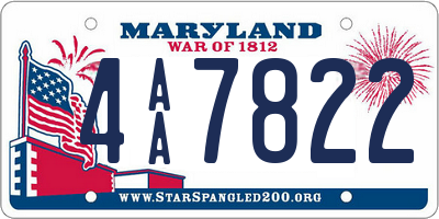 MD license plate 4AA7822