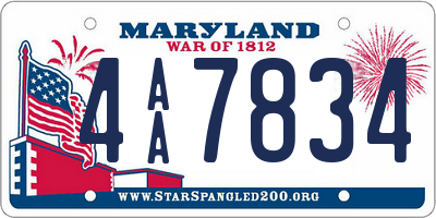 MD license plate 4AA7834