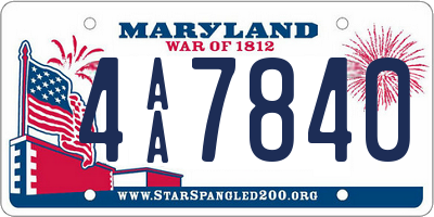 MD license plate 4AA7840