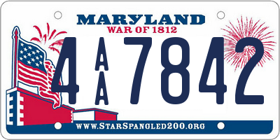 MD license plate 4AA7842