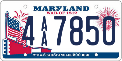 MD license plate 4AA7850